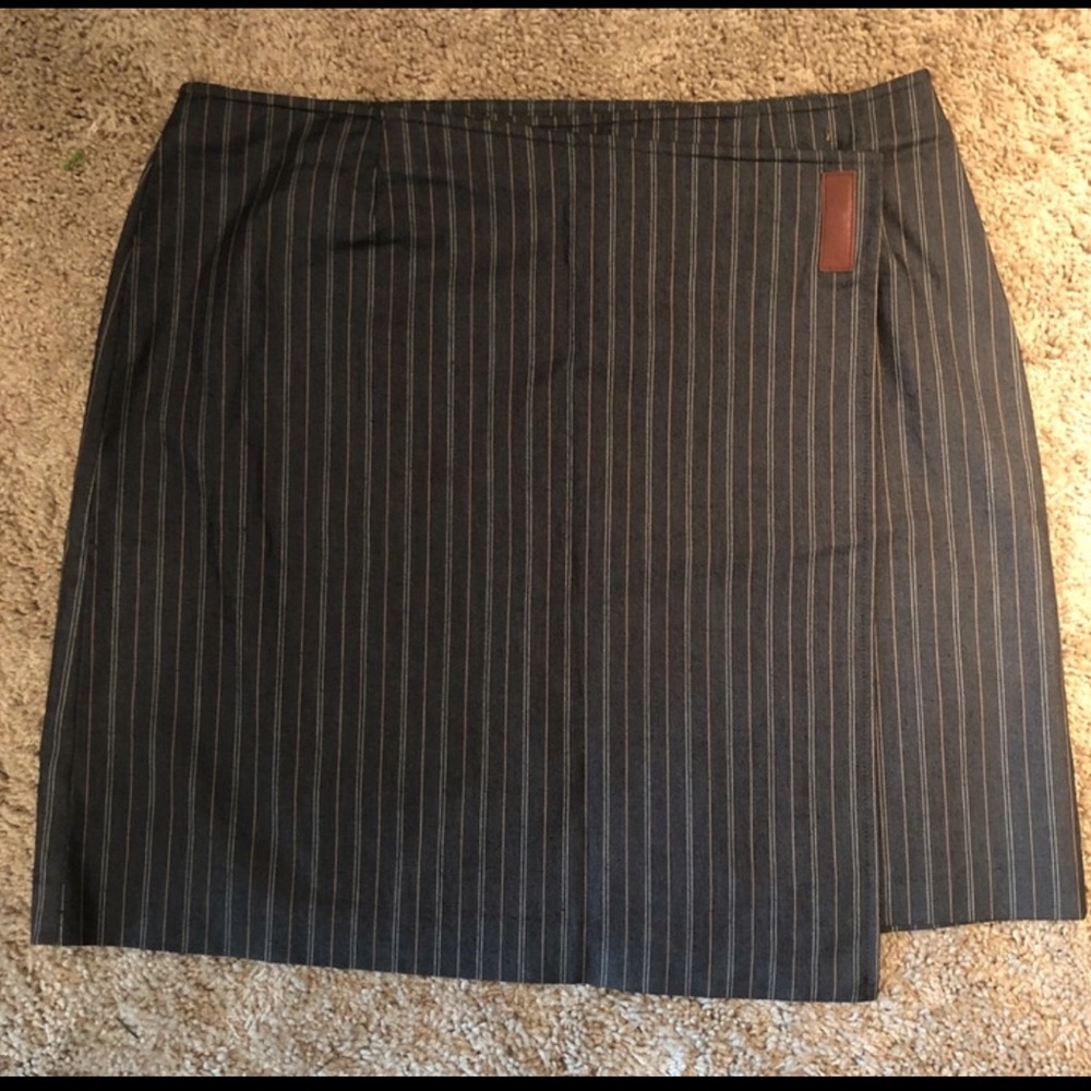 Pinstripe wrap skirt